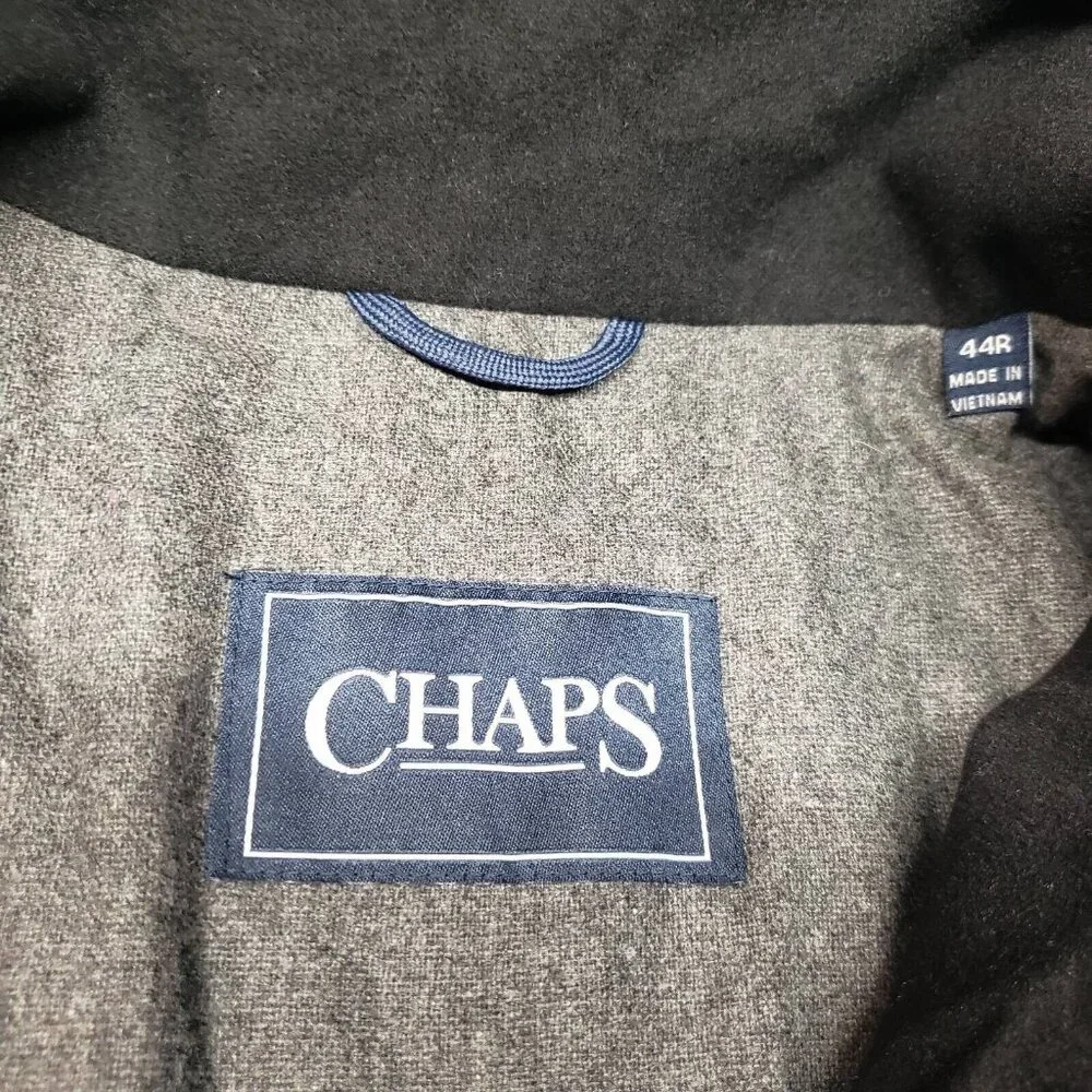 Chaps Jacket Coat Mens 44 Reg Black Waist Length 4 Pocket Full Zip Lined New